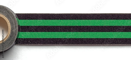 Dark gray tape with two bright green stripes