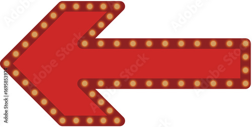 Red arrow sign with light bulbs