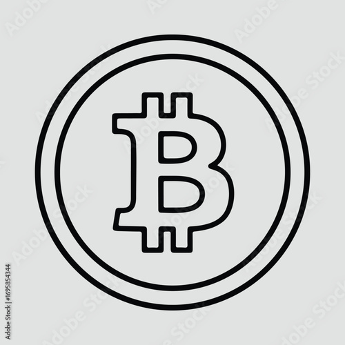 Silhouette bitcoin currency symbol in circle simple vector illustrator