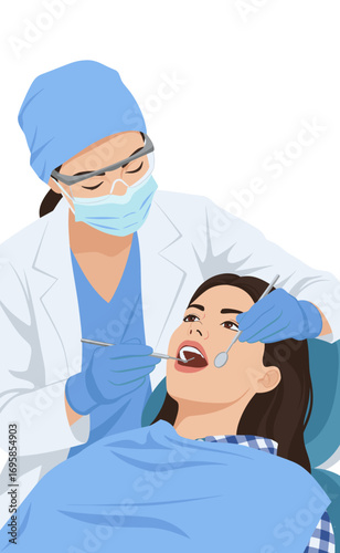 Female Dentist Treating Patient in Modern Dental Clinic