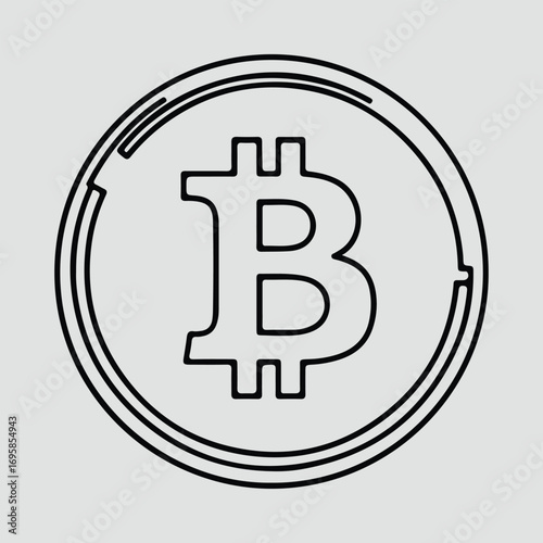 Silhouette Bitcoin currency symbol outline financial technology vector illustrator