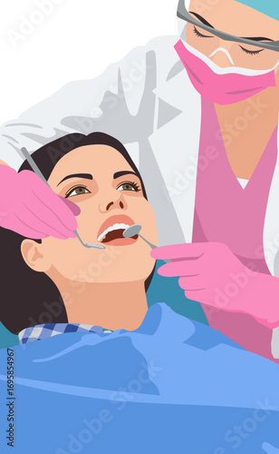 Female Dentist Treating Patient in Modern Dental Clinic