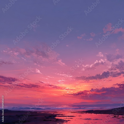 sunset horizon in pink and orange tones