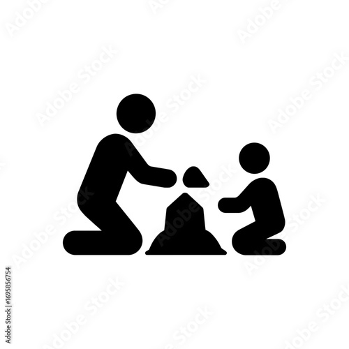 Sandcastle Building Kids Play Icon
