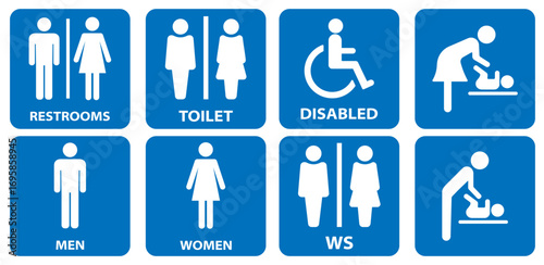 Vector sign of toilet. Toilet for man and woman. Isolated symbol of bathroom. Element for your design