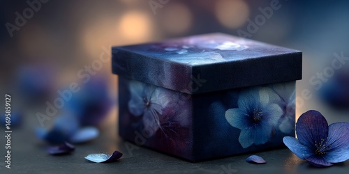 Small Gift Box with Embossed Texture and Delicate Flowers