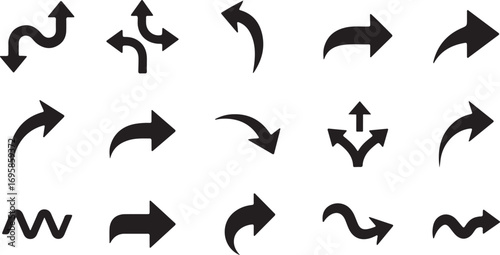 Collection of diverse arrow icons indicating direction movement and navigation vector