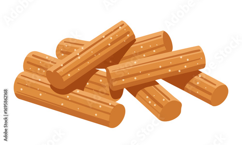 A pile of golden brown, cylindrical, crunchy snacks.