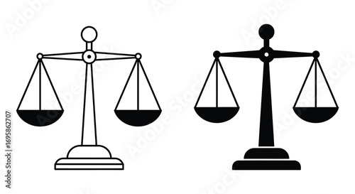 two scales of justice stand side by side balanced