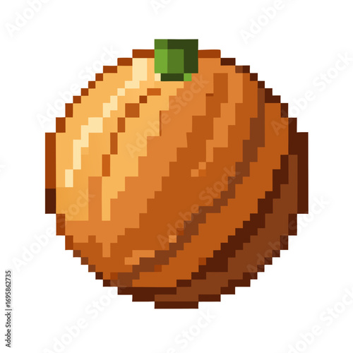 Charming pixel art nutmeg icon, perfect for culinary apps, recipe blogs, and food branding, bringing a warm, artisanal touch.