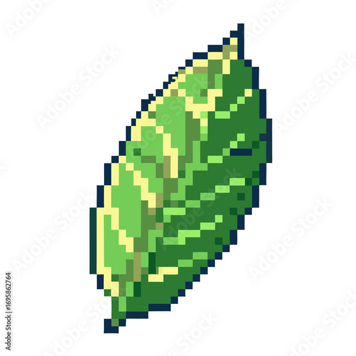 Charming pixel art style bay leaves, perfect for culinary designs, healthy recipes, and organic branding elements.