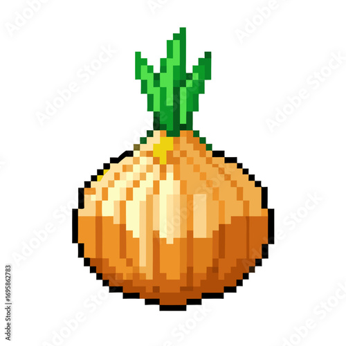 Charming pixel art onion illustration, perfect for culinary projects, food blogs, and healthy eating themes.