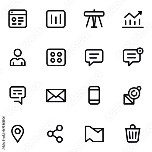 Web interface icons for communication and data web icons