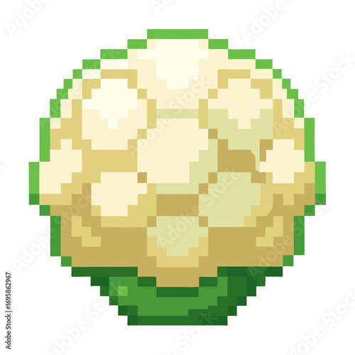 Simple pixel art cauliflower design perfect for food blogs, healthy eating promotions, or educational content about vegetables.