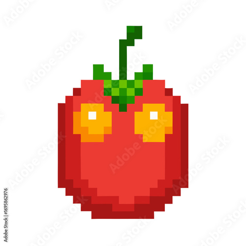Simple pixel art bell pepper illustration perfect for food blogs, culinary projects, and healthy eating themes