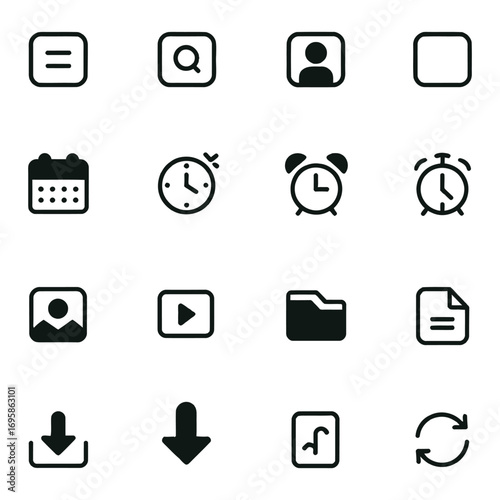 Collection of Digital Interface Icons menu search