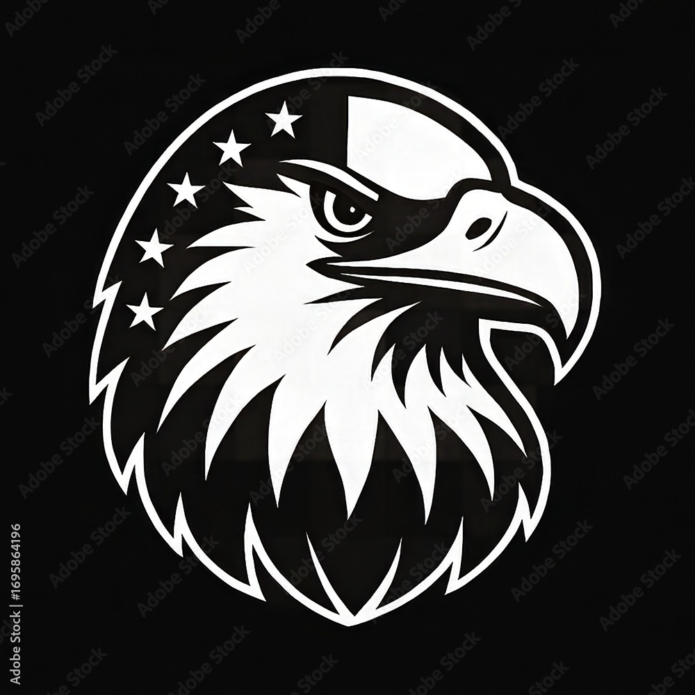 Fototapeta premium Patriotic American Eagle Head Vector Illustration