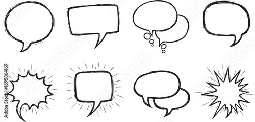 Hand drawn speech bubbles collection for comic books and digital design projects vector
