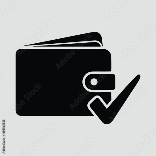 Silhouette wallet checkmark icon secure financial payment vector illustrator