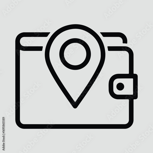 Silhouette wallet location pointer representing financial geography vector illustrator