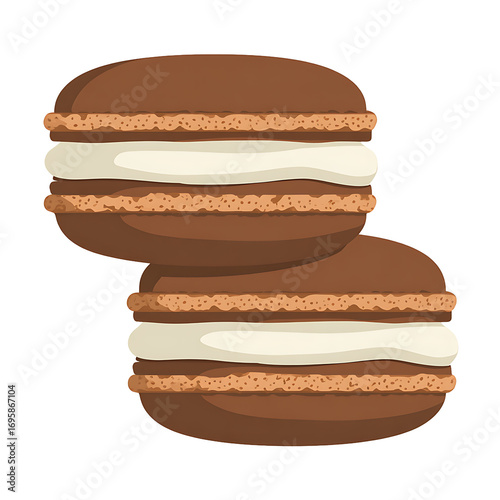 Colorful macarons, French pastries, cartoon illustration, isolated on transparent background