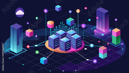 Abstract digital network and data center visualization