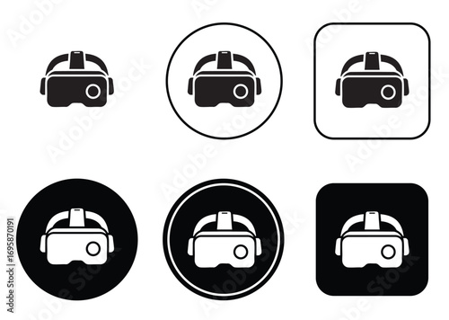 VR Headset Icon Set, Round and Square Icon Variants Pack
