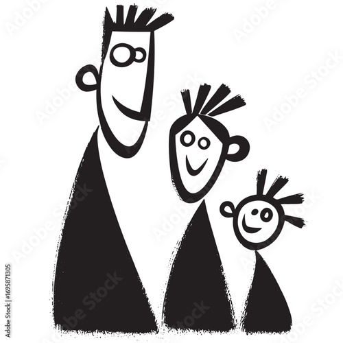 Happy family smiling together. Vector silhouette logo