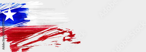 Holiday background with grunge watercolor imitation flag of Chile. Chile Independence day or other national holiday