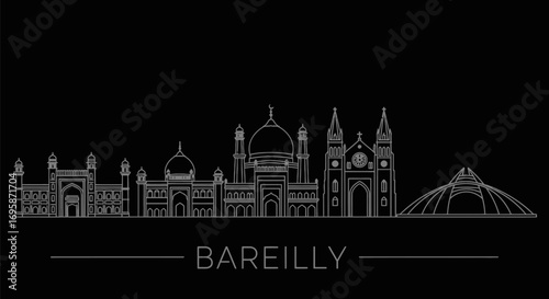 Bareilly city skyline India Outline.