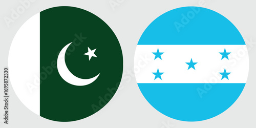 honduras and pakistan circular flag on a grey background vector design and illustration 