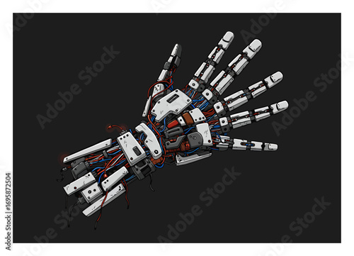 Biomechanical Hand Vector - Glowing Circuits