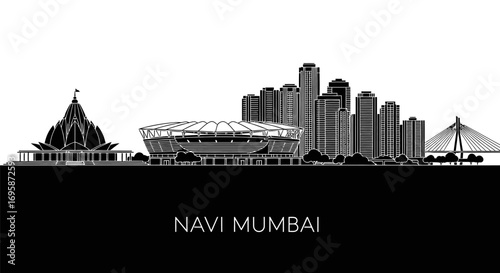 Mumbai Skyline Vector India Cityscape Silhouette.