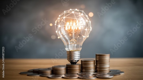 Creative Idea Light Bulb with Money Saving Concept