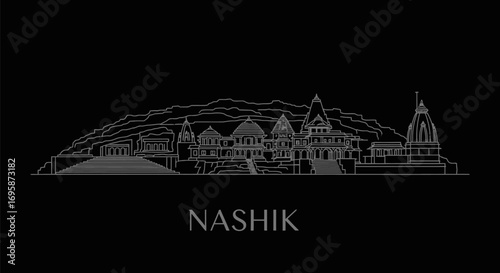 Nashik Skyline with India Temple silhouette.