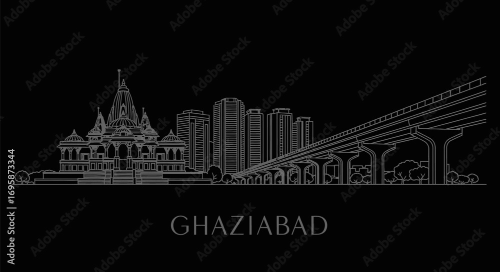 Obraz premium Ghaziabad Skyline India Architecture Vector.