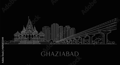 Ghaziabad Skyline India Architecture Vector.