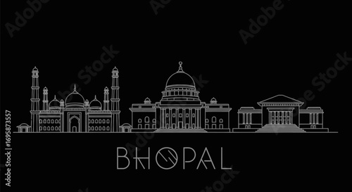 Wallpaper Mural Bhopal City Skyline with Madhya Pradesh, and India. Torontodigital.ca