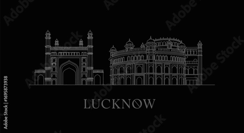 Lucknow Skyline with India Architecture.