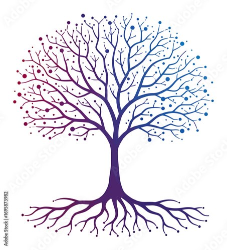 Neural Network Tree - Vector, Cosmic, Minimalist