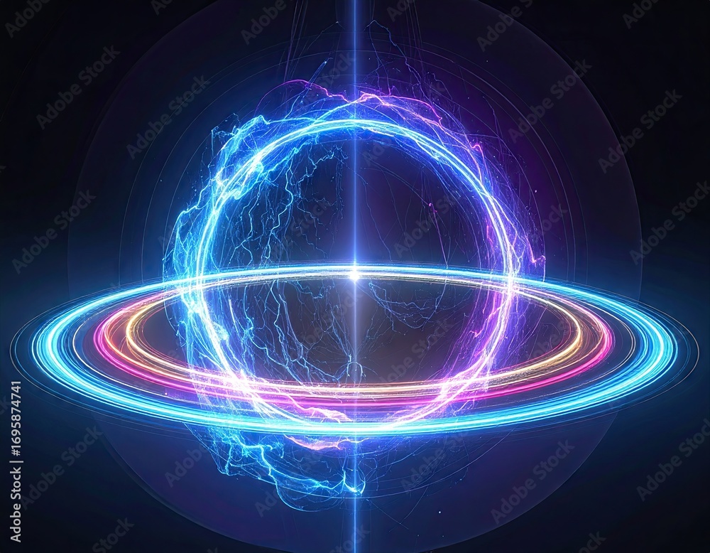 Obraz premium Glowing Quantum Data Flow Sphere