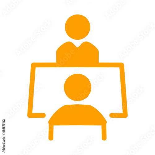 【Business Icons – Meeting】「オンライン面談・個別指導・カウンセリングのピクトグラム / Online Meeting and One-on-One Counseling Pictogram」