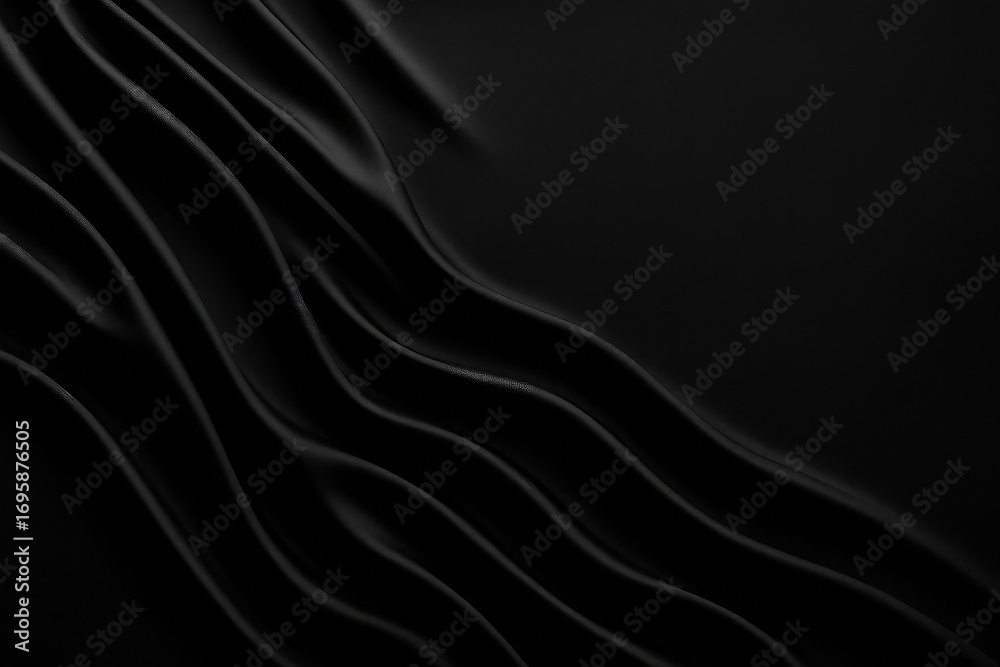 Elegant black silk texture with smooth flowing waves Elegant black silk texture with smooth flowing waves