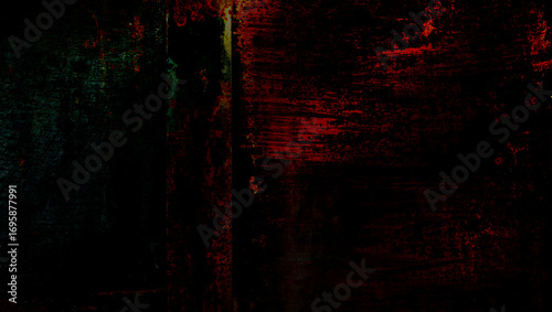 Schilderij op canvas background vignette horror red green and black; drama lighting on wall backgroun
