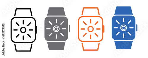  Smart watch icon. Smartwatch symbol collection. Clock icons signs. Wristband or Wristwatch. Vector illustration.
