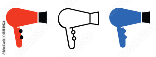 hairdryer icon set vector illustration isolated on white background