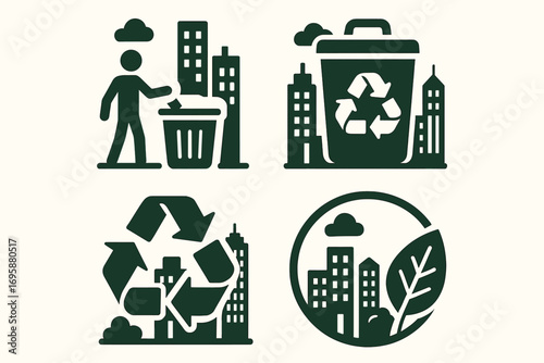 Urban Recycling and Eco City Icons_simple_compose