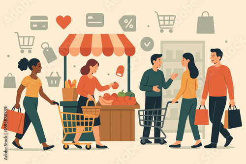 People Shopping at Market and Store_simple_compose