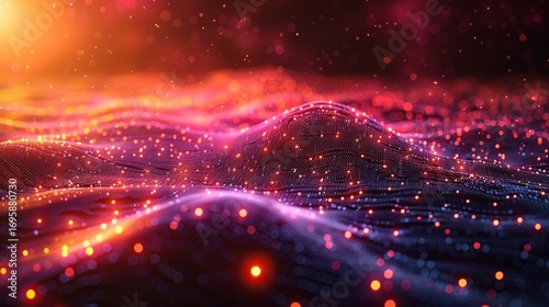 Creative Abstract Artwork Showing Digital Network Connections with Dynamic Colorful Lines