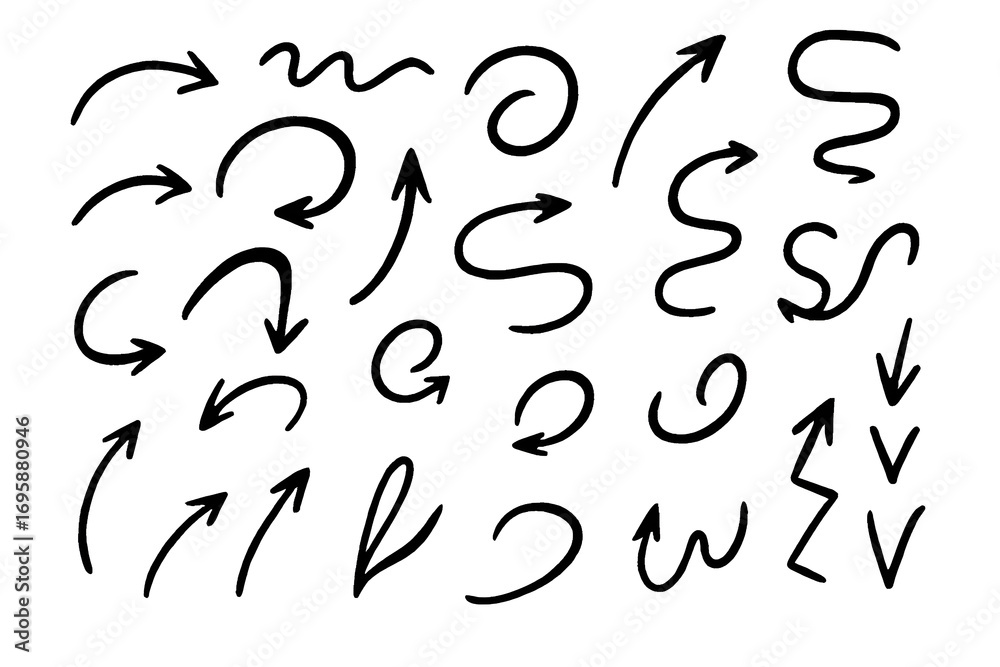 Obraz premium Hand Drawn Doodle Arrow Icons Set